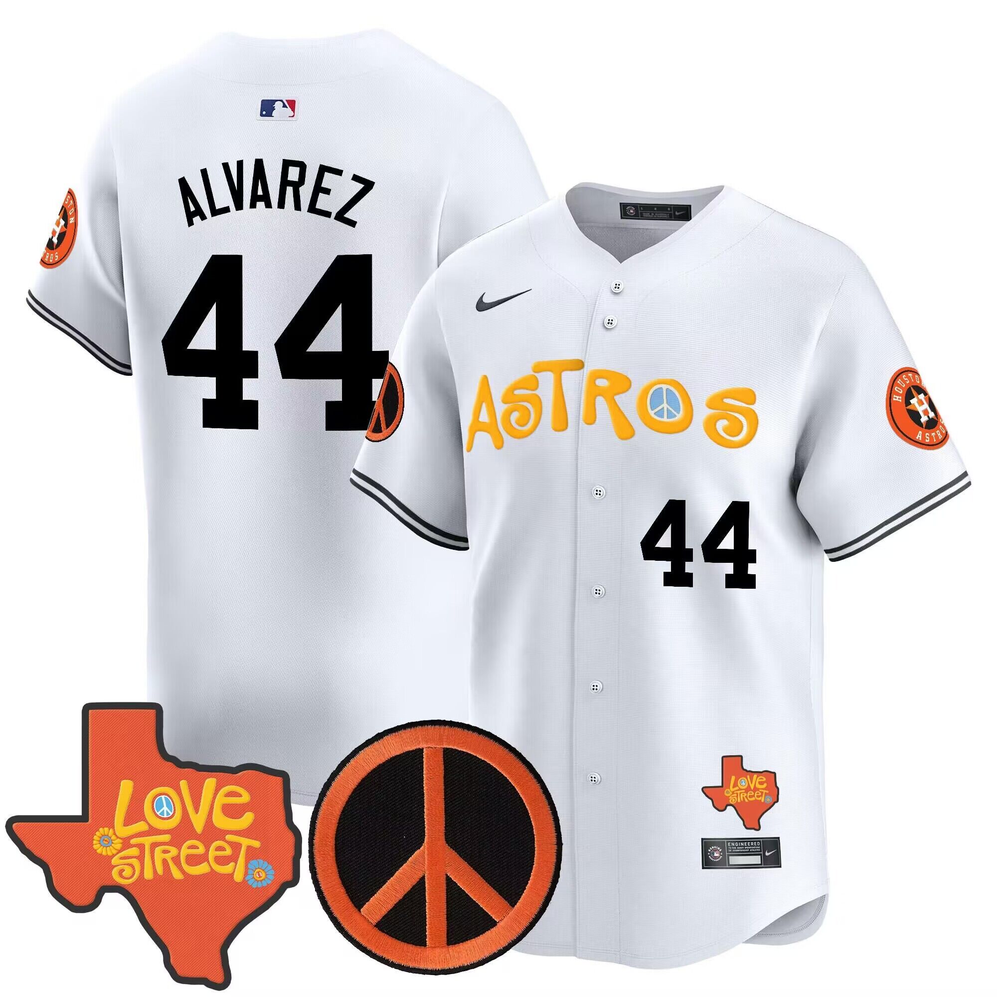 Men 2024 MLB Houston Astros #44 Alvarez white stitched  jerseys